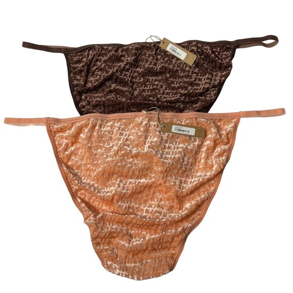 SKIMS Burnout Velvet String Bikini Brief Peach Chestnut 4X + Conditional Bonus - Picture 4 of 11
